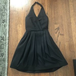 Halston Heritage Sleeveless Pleated Halter Dress